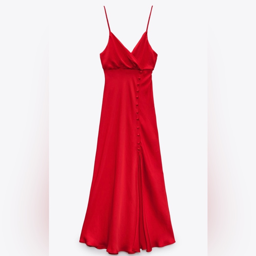 Zara Red Satin Lingerie Style Dress
